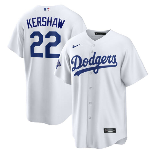 Los Angeles Dodgers Clayton Kershaw Nike Home 2025 World Series Champions Replica Jersey - White MLB Team Jersey Baseball Fan Apparel