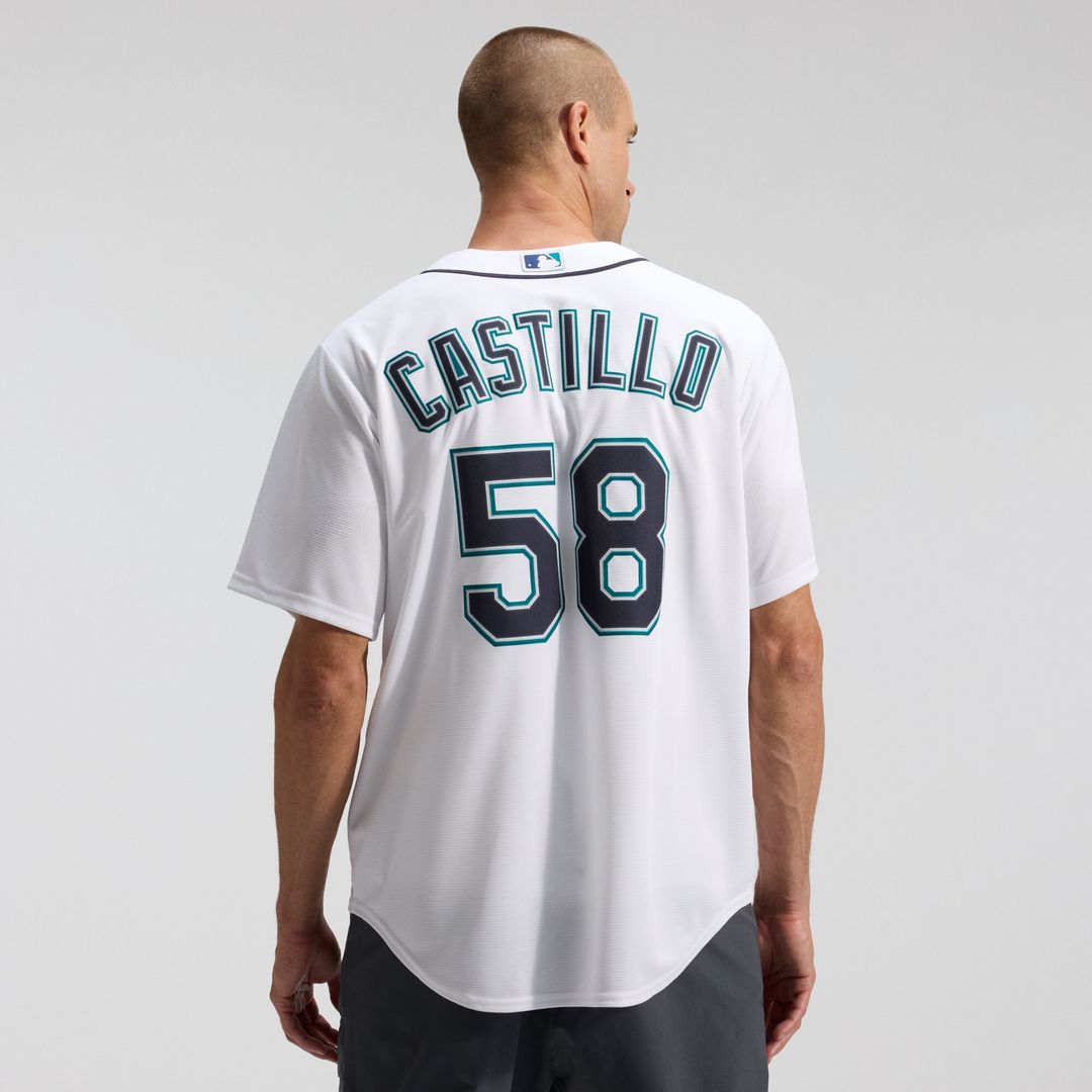 Seattle Mariners Luis Castillo Nike Home Replica Jersey - White MLB Team Jersey Baseball Fan Apparel