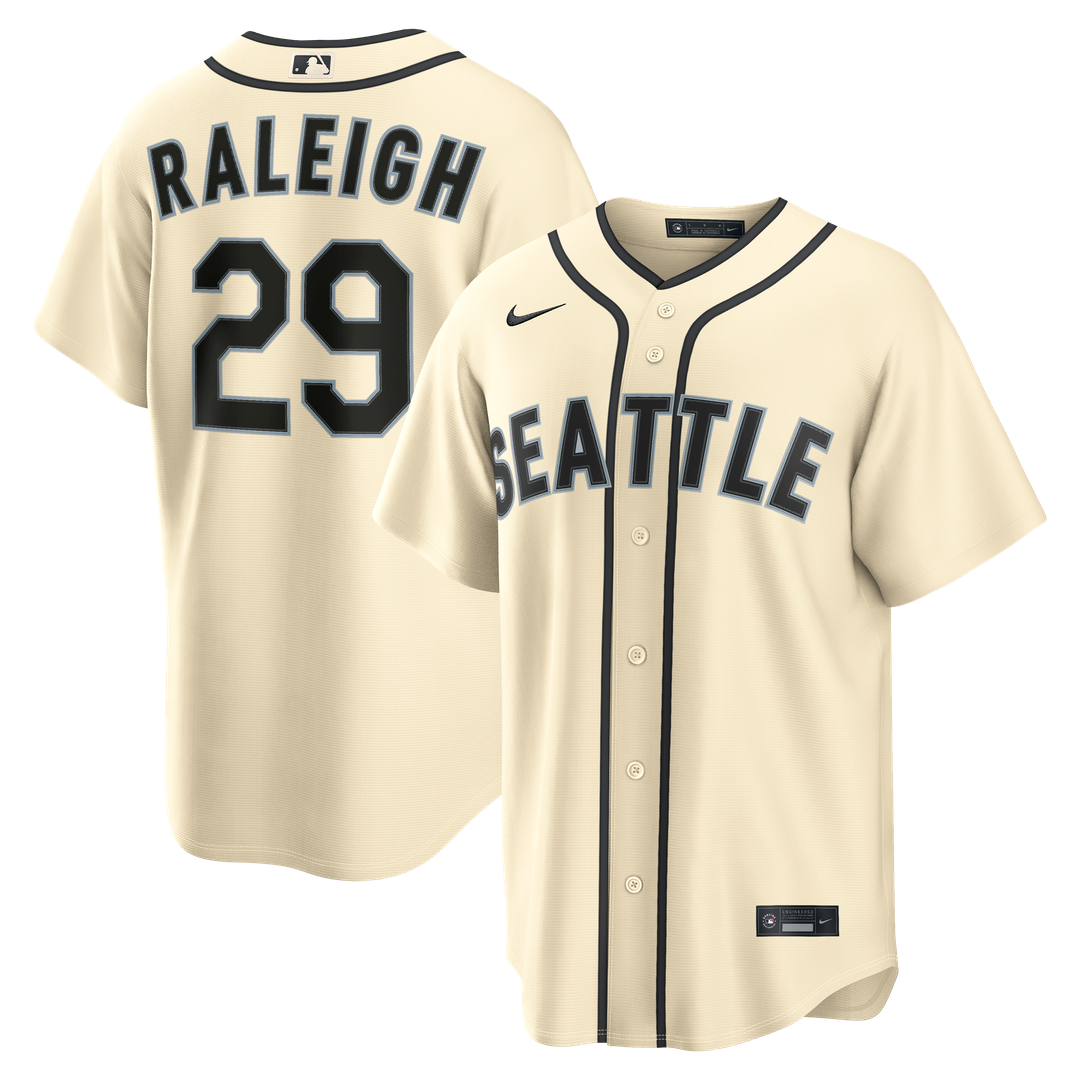 Seattle Mariners Cal Raleigh Nike Alternate Replica Jersey - Cream MLB Team Jersey Baseball Fan Apparel