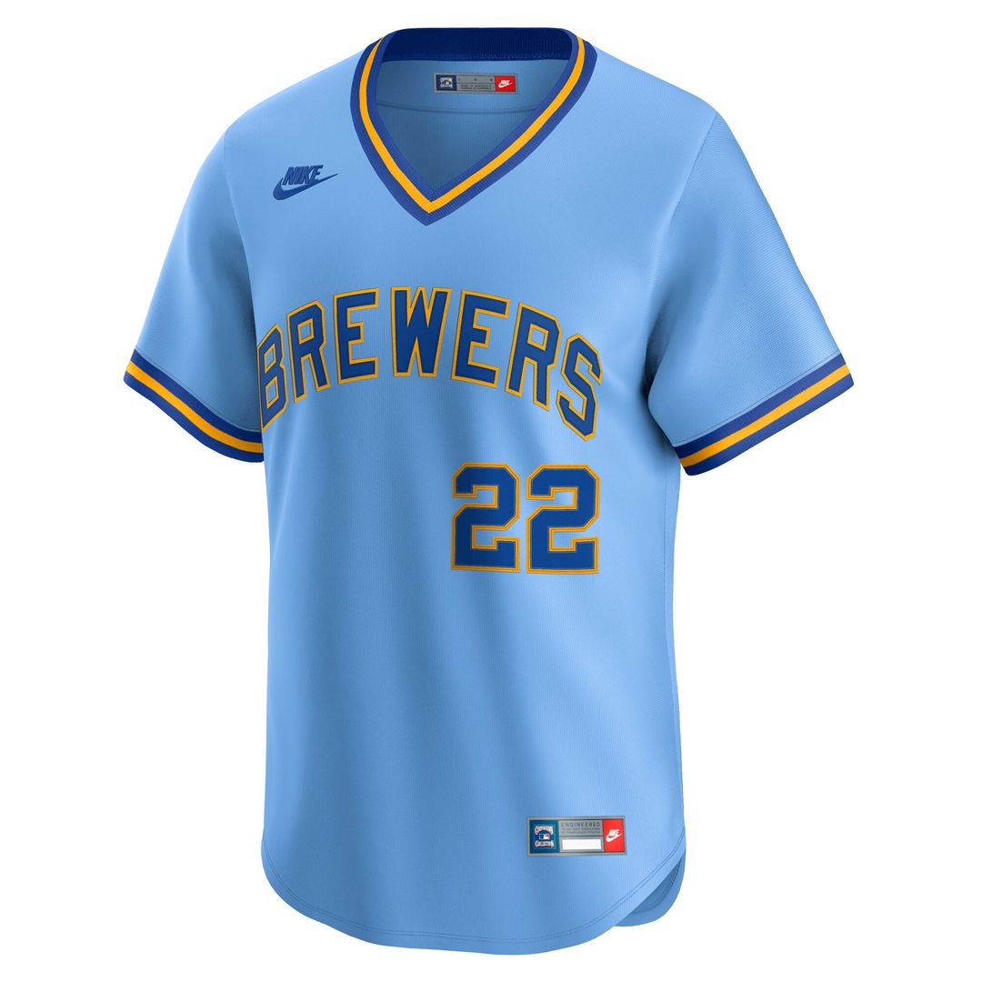 Milwaukee Brewers Christian Yelich Nike Cooperstown Limited Jersey - Powder Blue MLB Team Jersey Baseball Fan Apparel