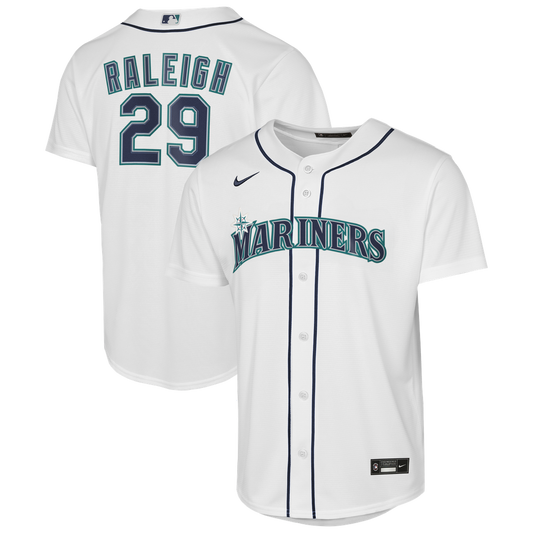 Seattle Mariners Cal Raleigh Nike Youth Home Baseline Jersey - White MLB Team Jersey Baseball Fan Apparel