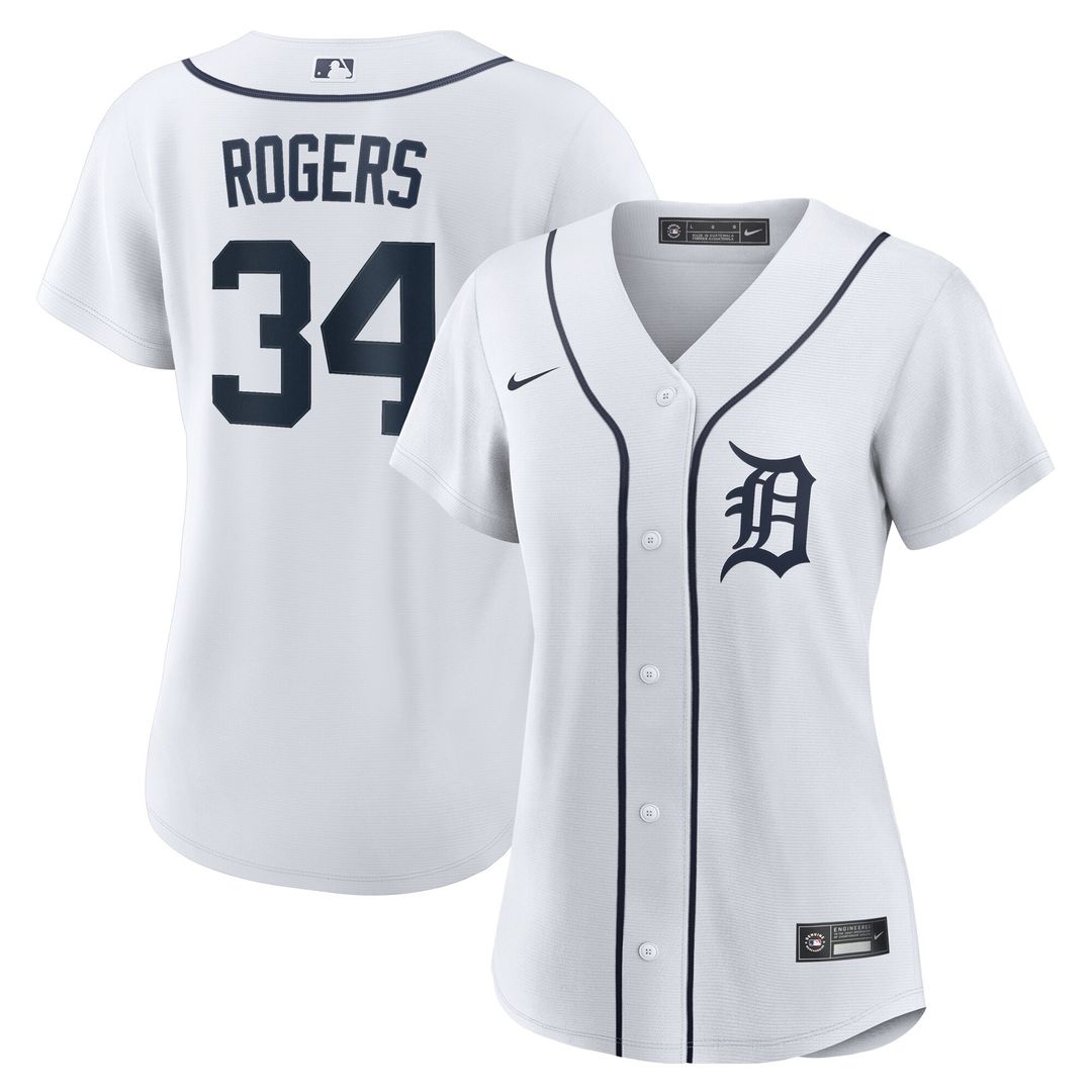 Detroit Tigers Jake Rogers Nike Women's Home Replica Jersey - White MLB Team Jersey Baseball Fan Apparel