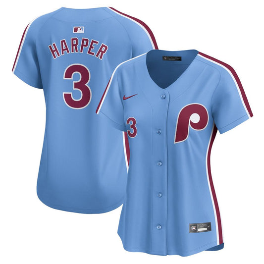 Philadelphia Phillies Bryce Harper Nike Women's Alternate Limited Player Jersey - Light Blue MLB Team Jersey Baseball Fan Apparel