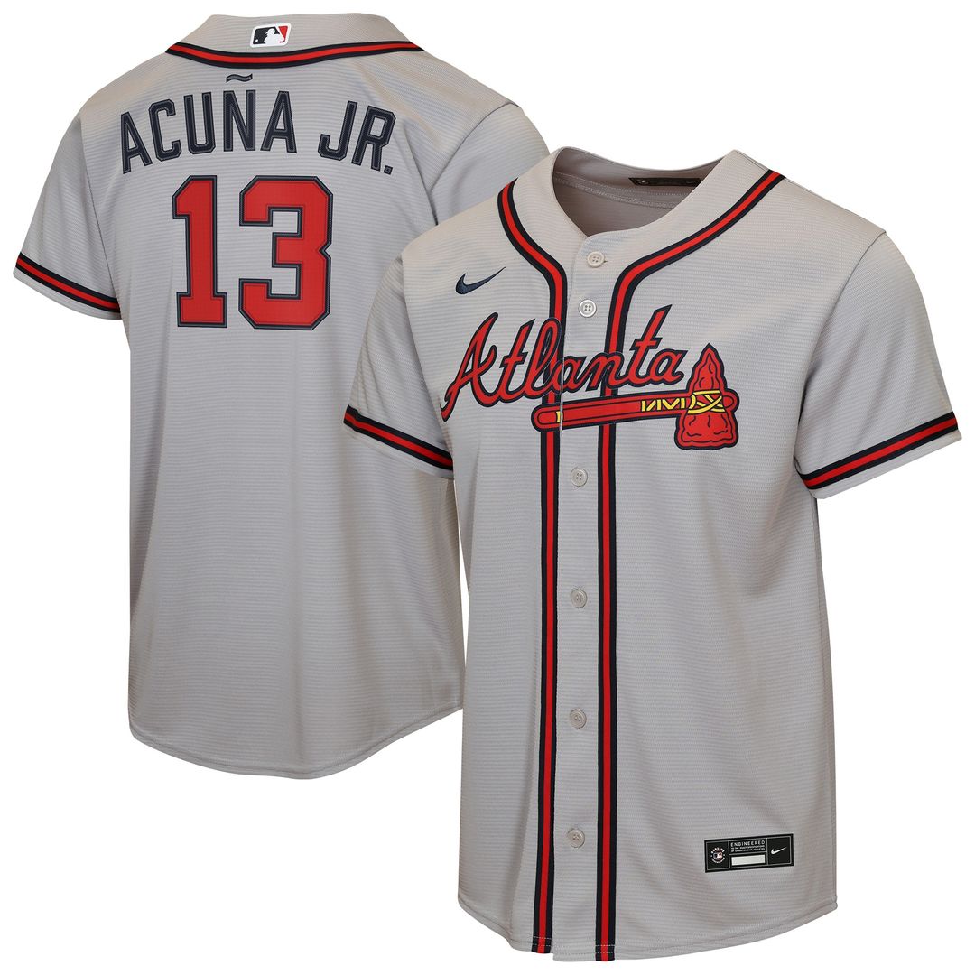 Atlanta Braves Ronald Acuña Jr. Nike Youth Road Replica Jersey - Gray MLB Team Jersey Baseball Fan Apparel