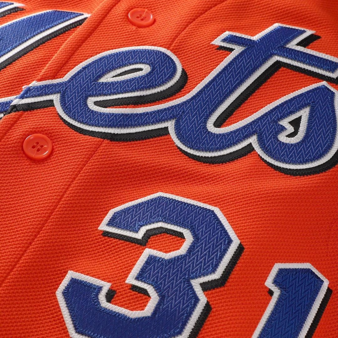 New York Mets Mike Piazza Mitchell & Ness Cooperstown Mesh Batting Practice Button - Up Jersey - Orange MLB Team Jersey Baseball Fan Apparel