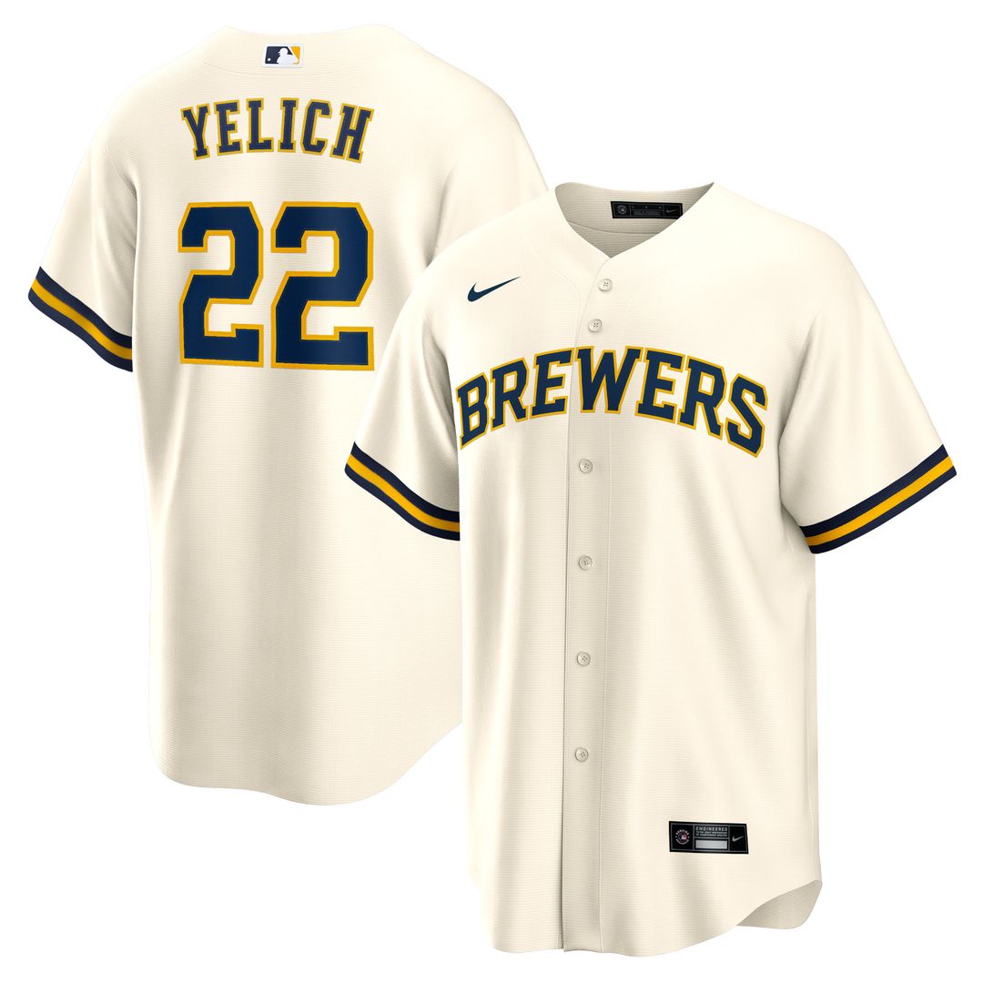 Milwaukee Brewers Christian Yelich Nike Home Replica Player Jersey - Cream MLB Team Jersey Baseball Fan Apparel