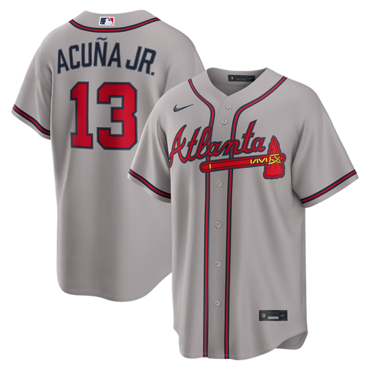 Atlanta Braves Ronald Acuña Jr. Nike Road Replica Jersey - Gray MLB Team Jersey Baseball Fan Apparel