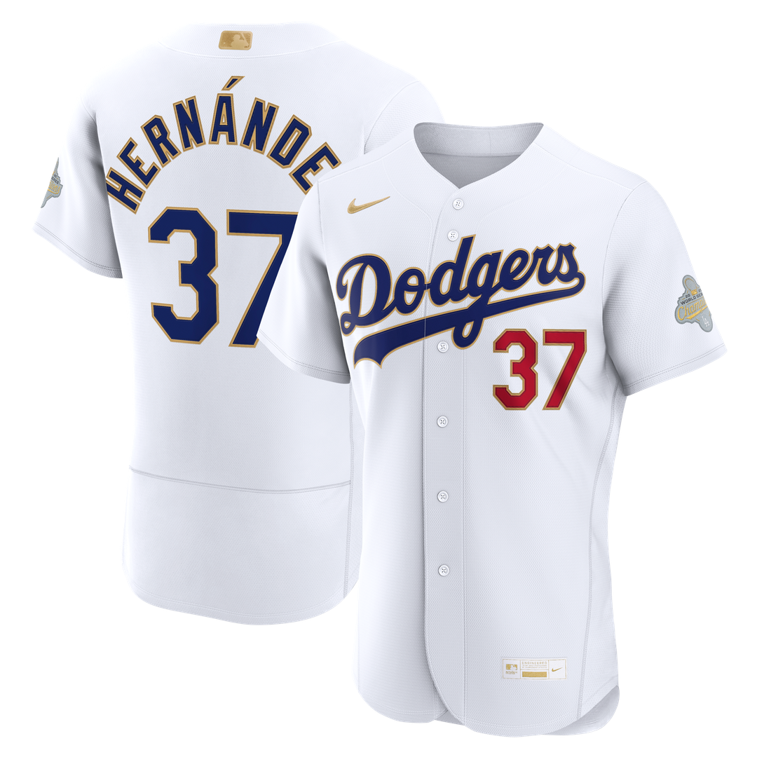 Los Angeles Dodgers Teoscar Hernández Nike 2026 Gold Collection Authentic Jersey - White MLB Team Jersey Baseball Fan Apparel