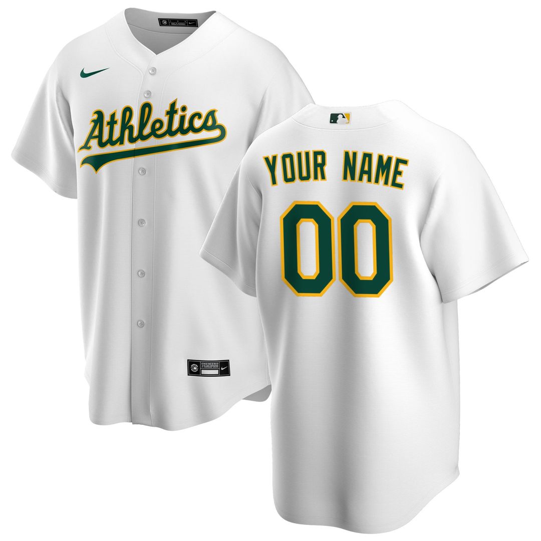 Athletics Nike Home Replica Custom Jersey - White MLB Team Jersey Baseball Fan Apparel