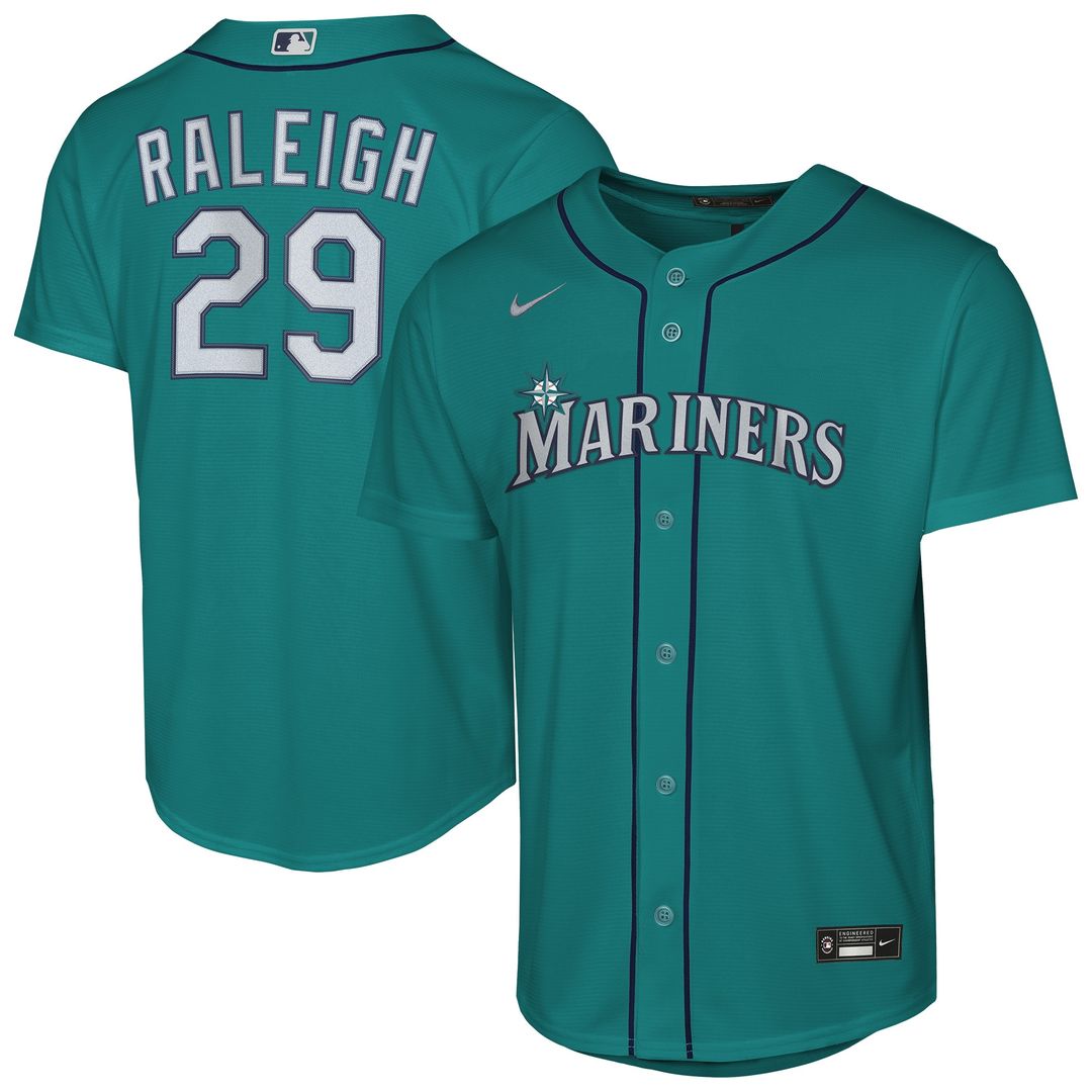 Seattle Mariners Cal Raleigh Nike Youth Alternate Replica Jersey - Teal MLB Team Jersey Baseball Fan Apparel