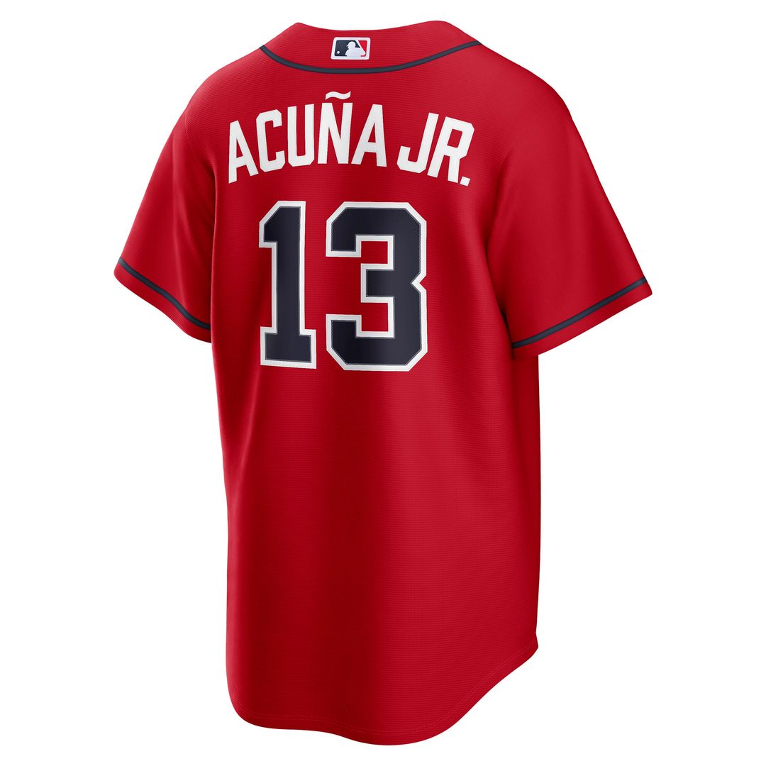 Atlanta Braves Ronald Acuña Jr. Nike Alternate 2 Replica Jersey - Red MLB Team Jersey Baseball Fan Apparel