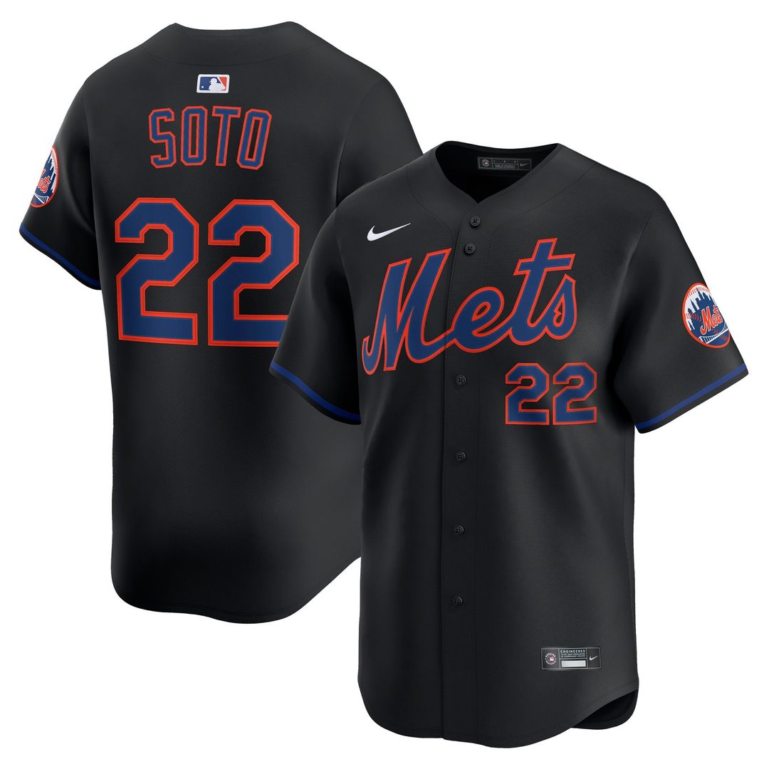 New York Mets Juan Soto Nike Alternate Limited Jersey - Black MLB Team Jersey Baseball Fan Apparel