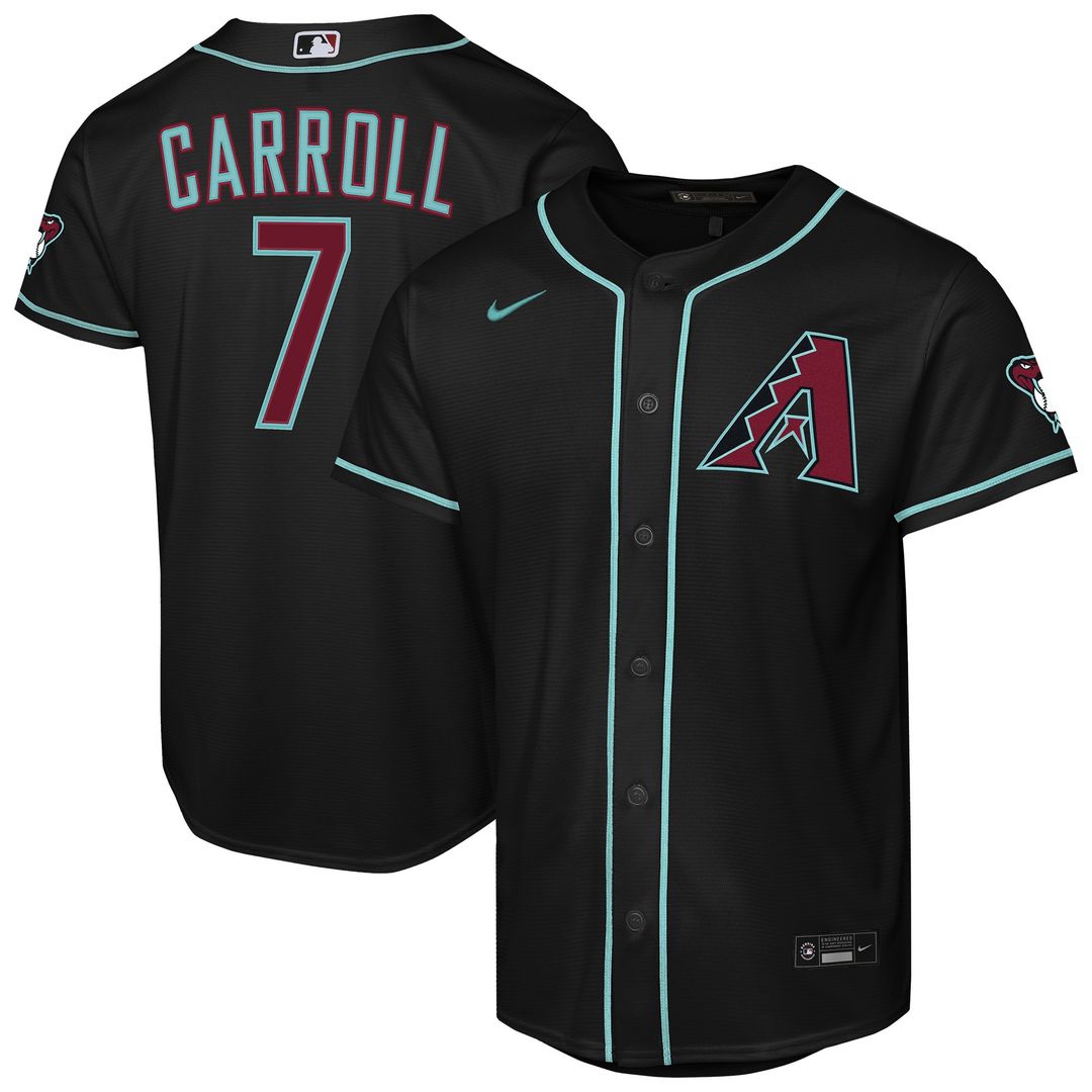 Arizona Diamondbacks Corbin Carroll Nike Youth Alternate Stadium Jersey - Black MLB Team Jersey Baseball Fan Apparel