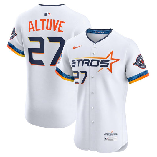 Houston Astros Jose Altuve Nike 2025 City Connect Elite Player Jersey - White MLB Team Jersey Baseball Fan Apparel