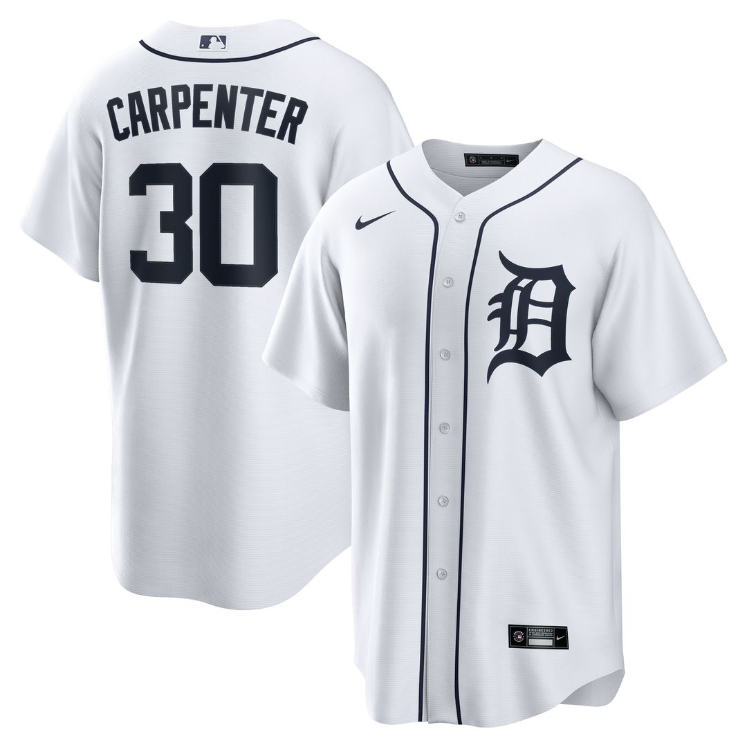 Detroit Tigers Kerry Carpenter Nike Home Replica Jersey - White MLB Team Jersey Baseball Fan Apparel