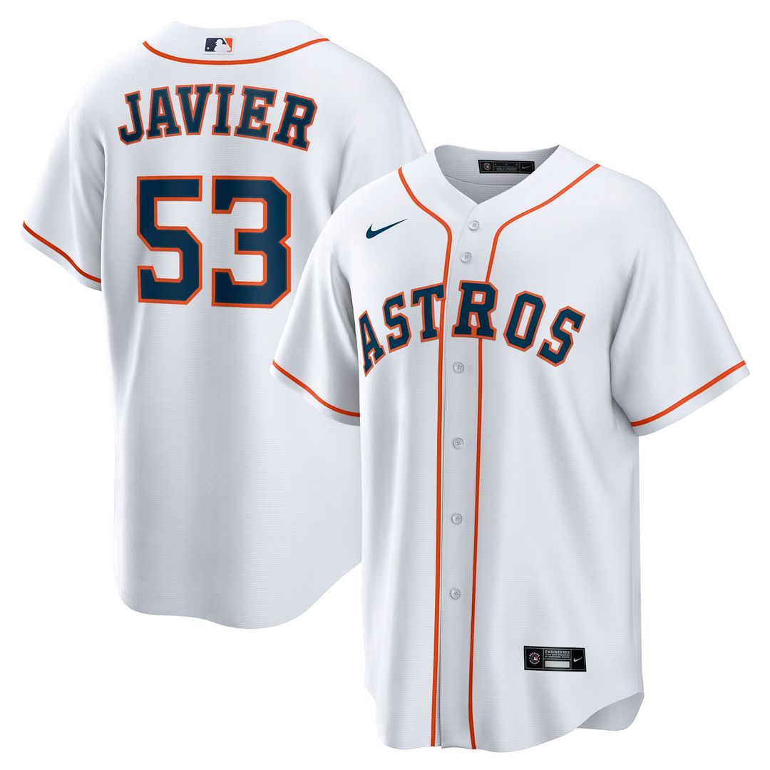Houston Astros Cristian Javier Nike Home Replica Jersey - White MLB Team Jersey Baseball Fan Apparel