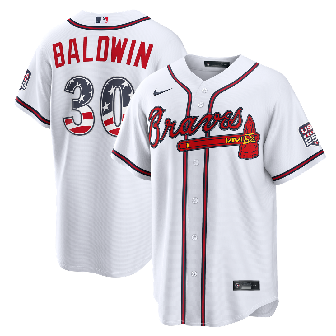 Atlanta Braves Drake Baldwin Nike USA 250 Fourth of July Home Stadium Jersey - White MLB Team Jersey Baseball Fan Apparel