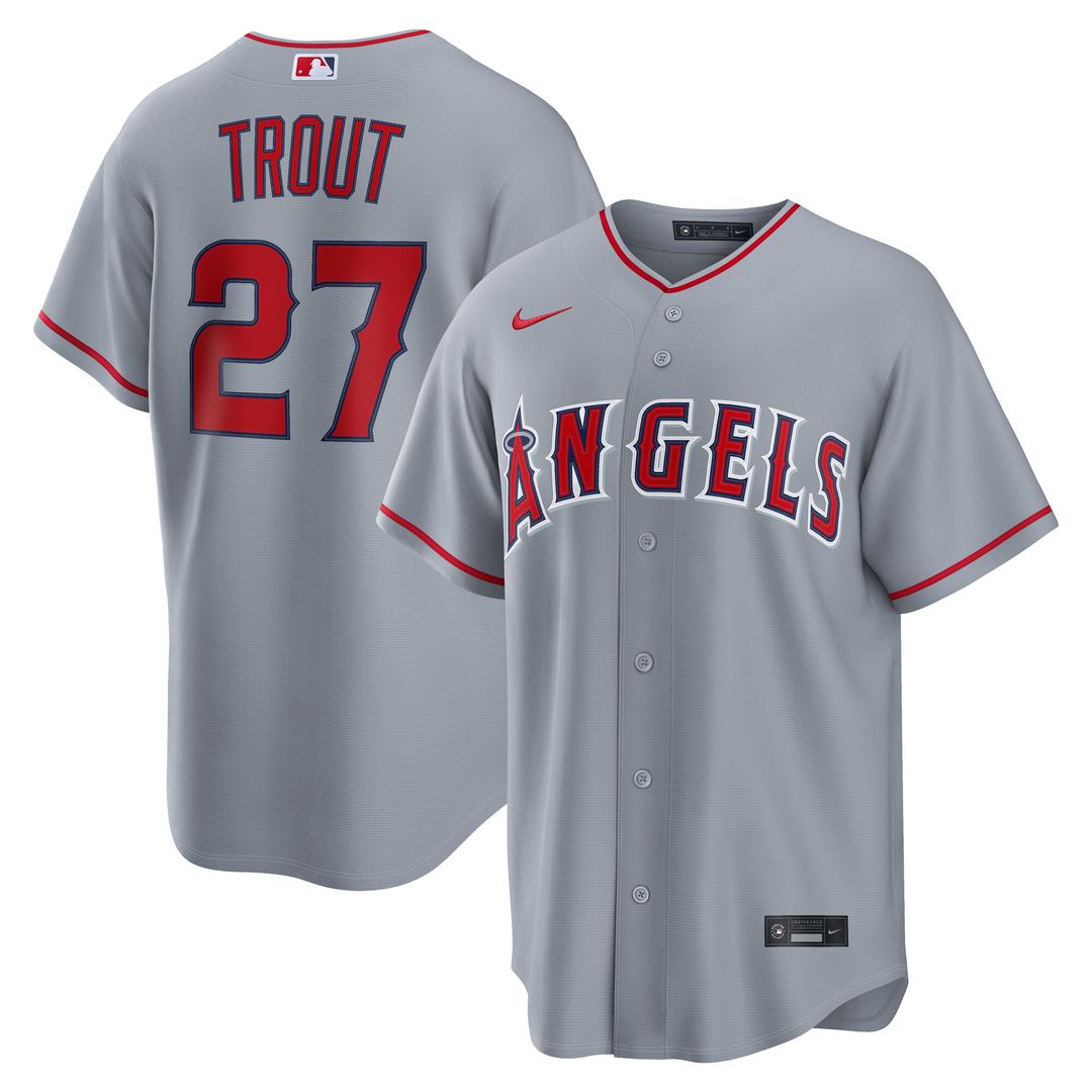 Los Angeles Angels Mike Trout Nike Road Replica Jersey - Gray MLB Team Jersey Baseball Fan Apparel