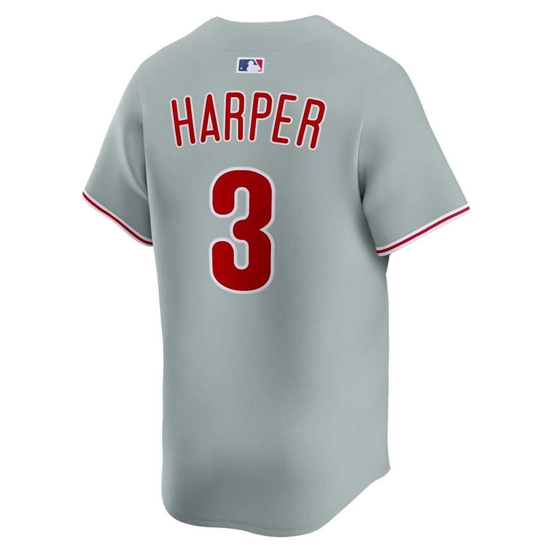 Philadelphia Phillies Bryce Harper Nike Road Limited Player Jersey - Gray MLB Team Jersey Baseball Fan Apparel