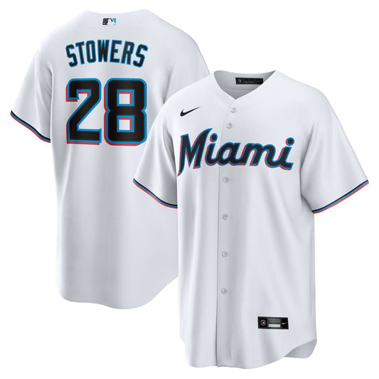 Miami Marlins Kyle Stowers Nike Home Replica Jersey - White MLB Team Jersey Baseball Fan Apparel