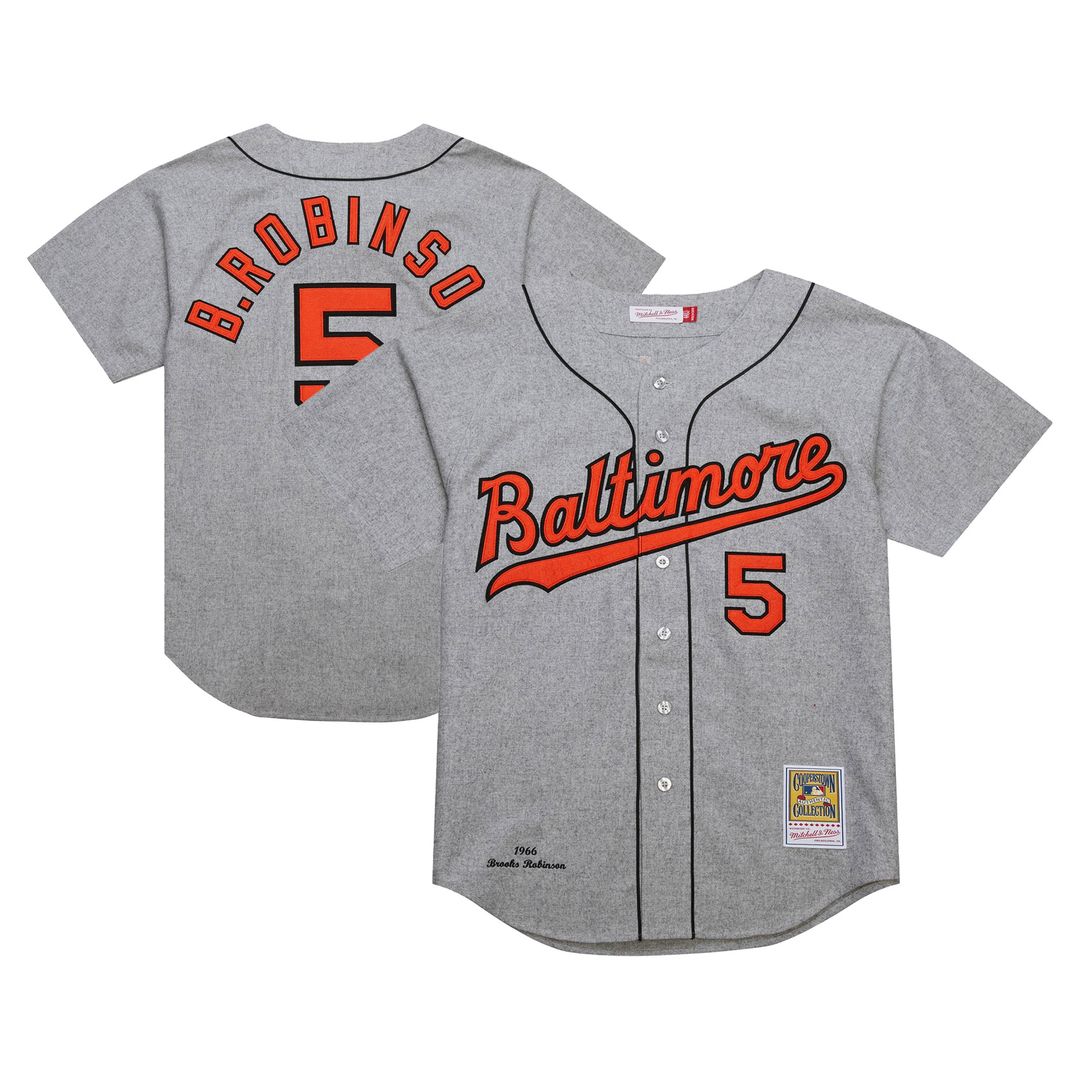 Baltimore Orioles Brooks Robinson Mitchell & Ness Cooperstown 1966 Authentic Jersey - Gray MLB Team Jersey Baseball Fan Apparel