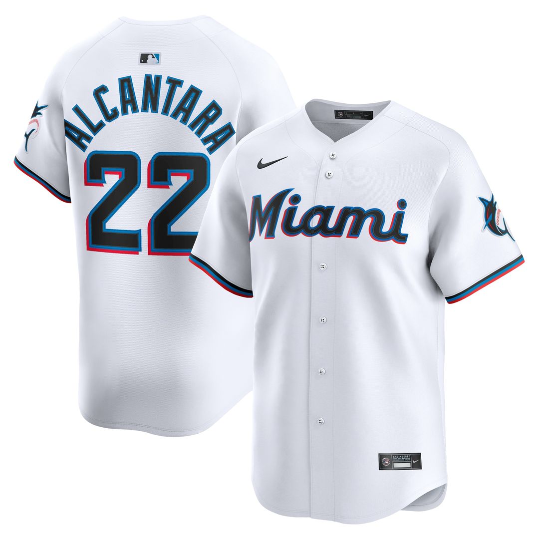 Miami Marlins Sandy Alcantara Nike Home Limited Player Jersey - White MLB Team Jersey Baseball Fan Apparel
