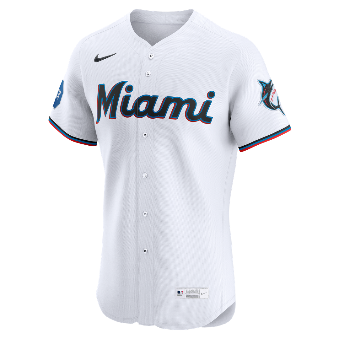 Miami Marlins Nike Home Elite Jersey - White MLB Team Jersey Baseball Fan Apparel