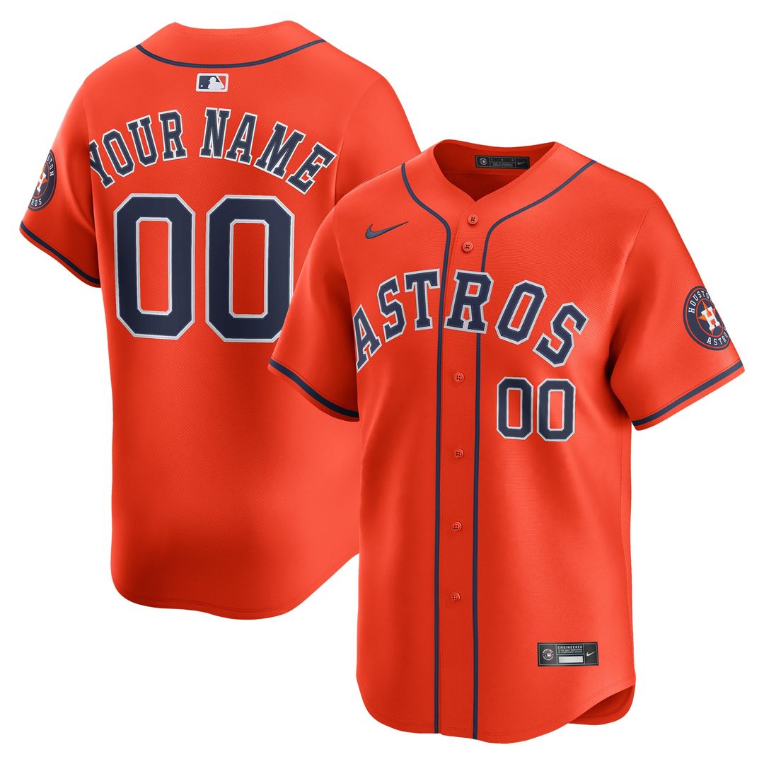Houston Astros Nike Alternate Limited Custom Jersey - Orange MLB Team Jersey Baseball Fan Apparel