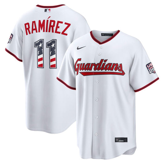 Cleveland Guardians José Ramírez Nike USA 250 Fourth of July Home Stadium Jersey - White MLB Team Jersey Baseball Fan Apparel