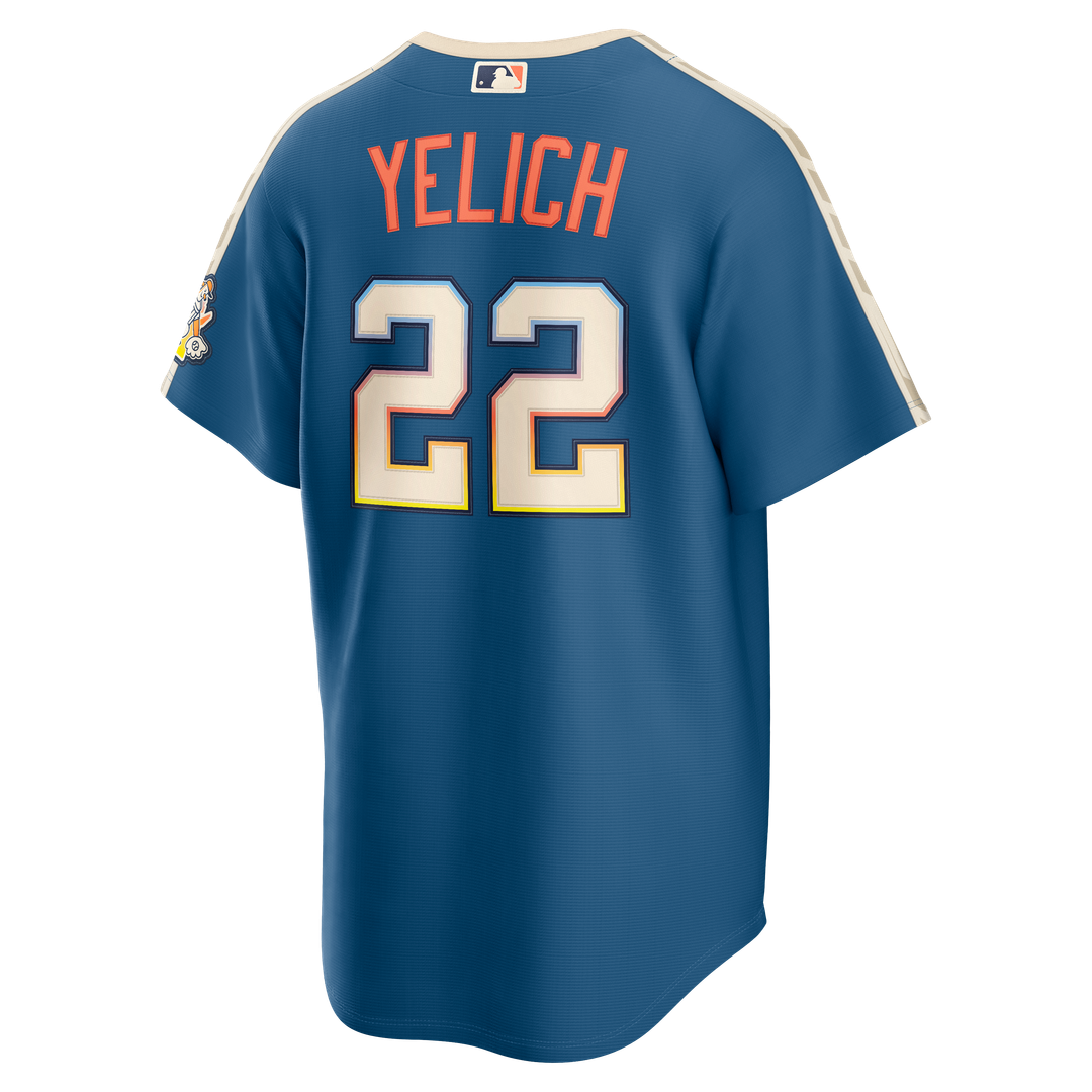 Milwaukee Brewers Christian Yelich Nike 2026 City Connect Stadium Jersey - Mineral Blue MLB Team Jersey Baseball Fan Apparel