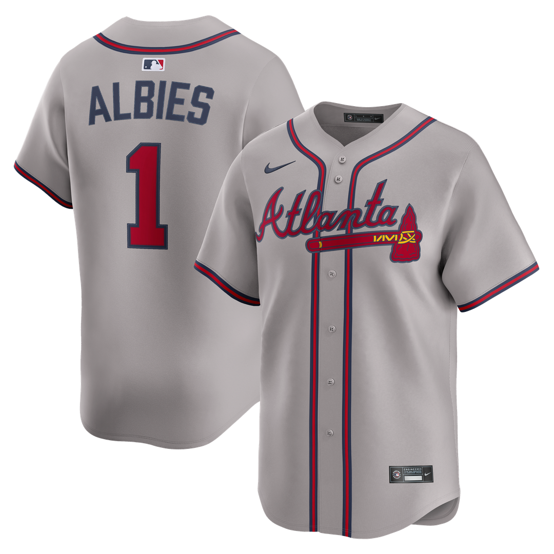 Atlanta Braves Ozzie Albies Nike Road Limited Player Jersey - Gray MLB Team Jersey Baseball Fan Apparel