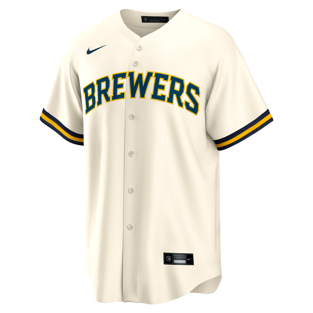 Milwaukee Brewers Bob Uecker Nike Home Retired Player Replica Jersey - Cream MLB Team Jersey Baseball Fan Apparel