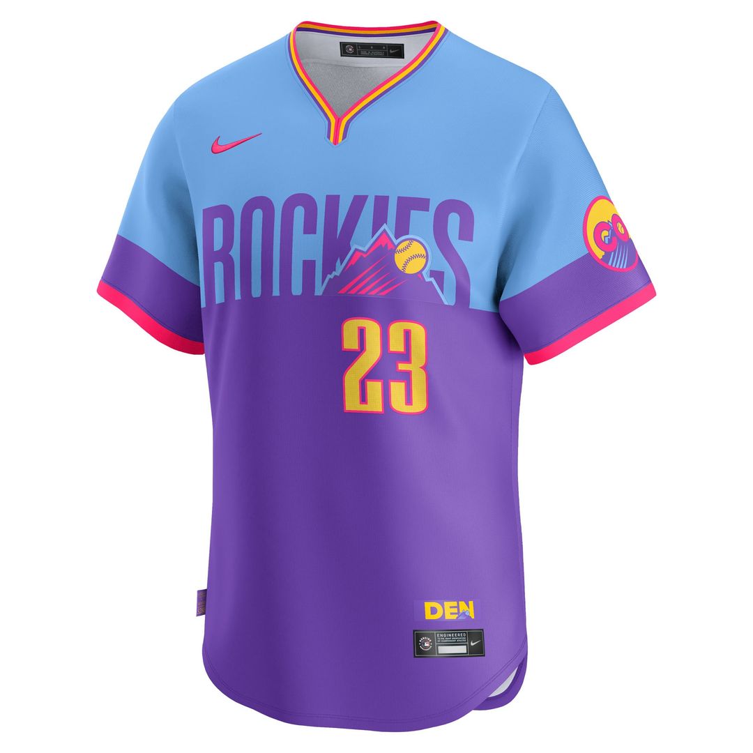 Colorado Rockies Kris Bryant Nike 2025 City Connect Limited Player Jersey - Purple/Light Blue MLB Team Jersey Baseball Fan Apparel