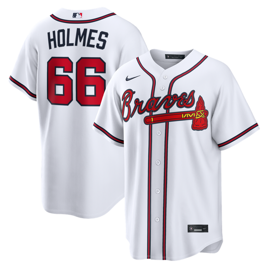 Atlanta Braves Grant Holmes Nike Home Replica Jersey - White MLB Team Jersey Baseball Fan Apparel