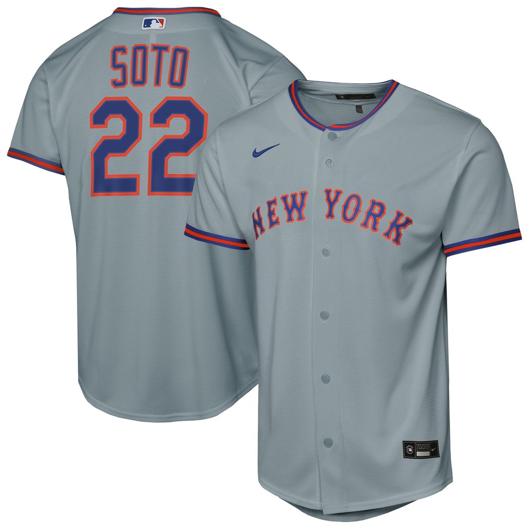 New York Mets Juan Soto Nike Youth Road Replica Jersey - Gray MLB Team Jersey Baseball Fan Apparel