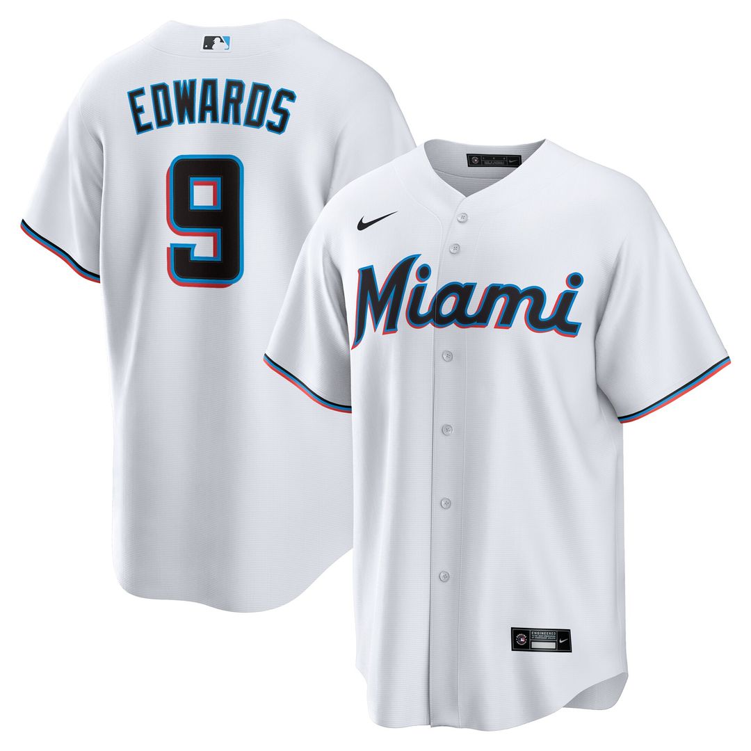 Miami Marlins Xavier Edwards Nike Home Replica Jersey - White MLB Team Jersey Baseball Fan Apparel