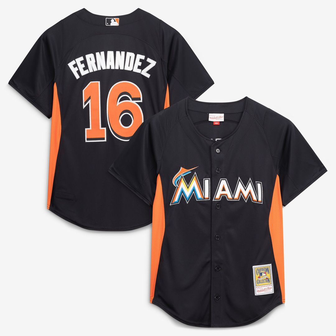 Miami Marlins Jose Fernandez Mitchell & Ness Authentic Batting Practice Jersey - Black MLB Team Jersey Baseball Fan Apparel