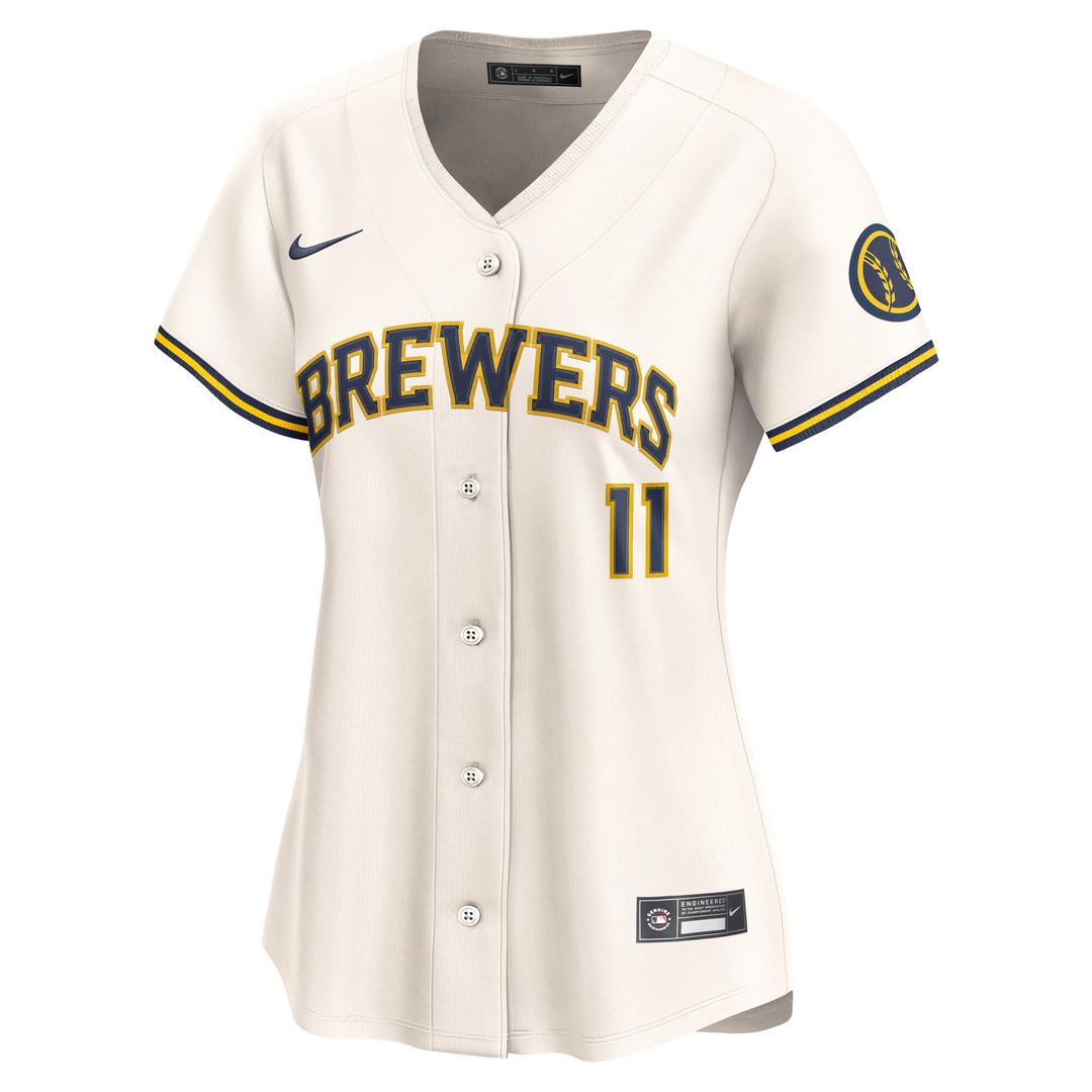 Milwaukee Brewers Jackson Chourio Nike Women's Home Limited Player Jersey - Cream MLB Team Jersey Baseball Fan Apparel