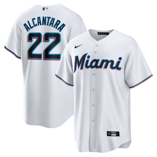 Miami Marlins Sandy Alcantara Nike Replica Player Jersey - White MLB Team Jersey Baseball Fan Apparel