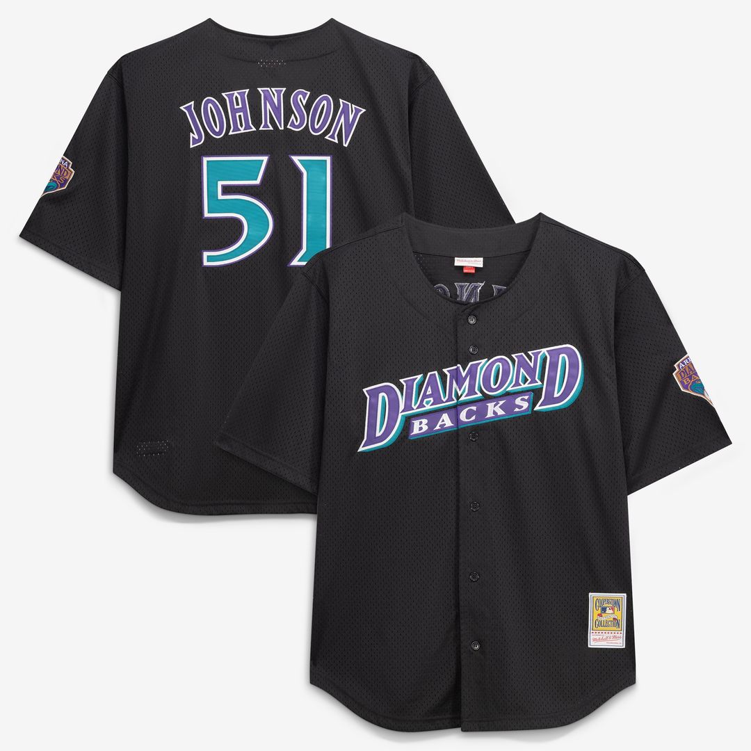 Arizona Diamondbacks Randy Johnson Mitchell & Ness Big & Tall Cooperstown Mesh Batting Practice Jersey - Black MLB Team Jersey Baseball Fan Apparel