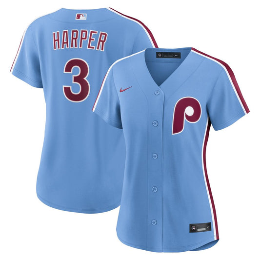 Philadelphia Phillies Bryce Harper Nike Women's Alternate Replica Jersey - Light Blue MLB Team Jersey Baseball Fan Apparel
