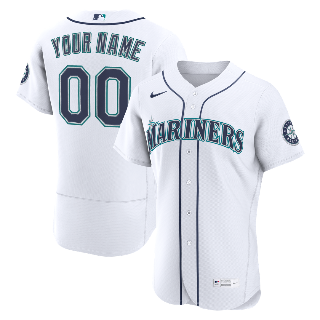 Seattle Mariners Nike Home Authentic Custom Jersey - White MLB Team Jersey Baseball Fan Apparel