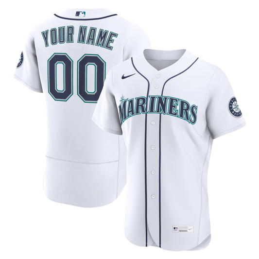 Seattle Mariners Nike Home Authentic Custom Jersey - White MLB Team Jersey Baseball Fan Apparel