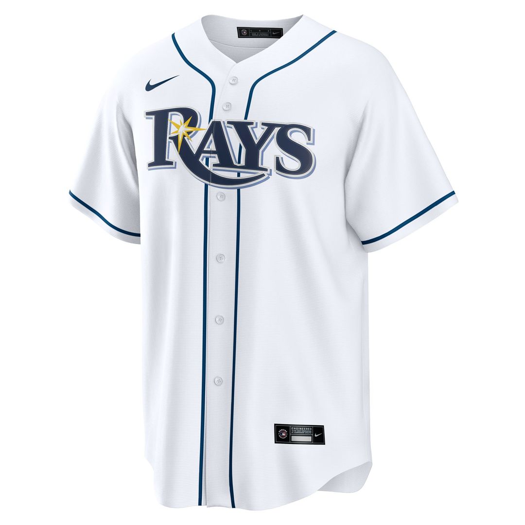 Tampa Bay Rays Junior Caminero Nike Home Replica Jersey - White MLB Team Jersey Baseball Fan Apparel