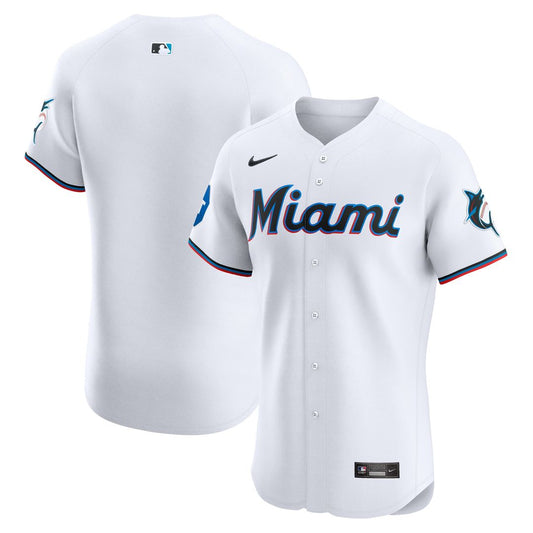 Miami Marlins Nike Home Elite Patch Jersey - White MLB Team Jersey Baseball Fan Apparel