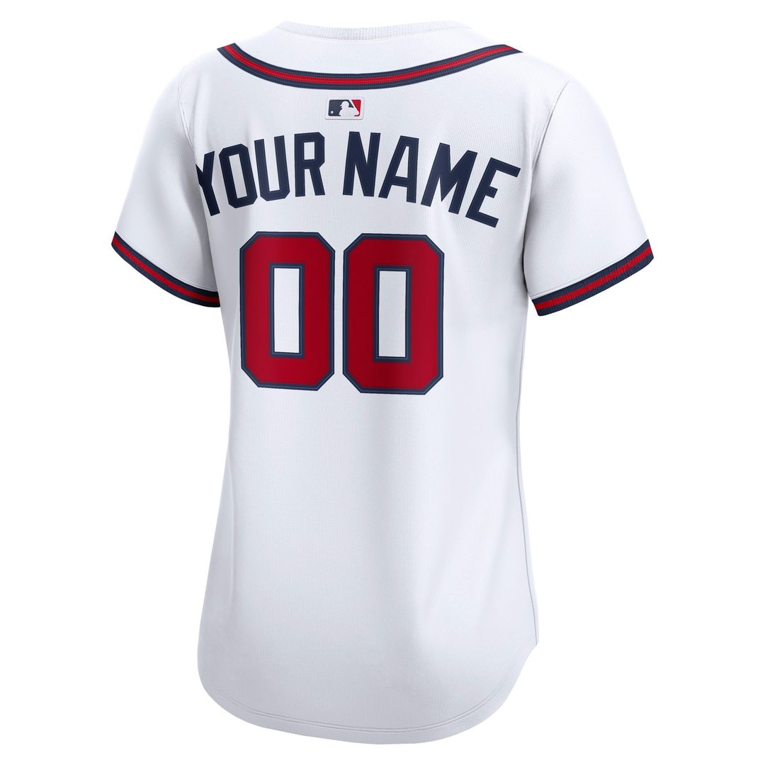 Atlanta Braves Nike Women's Home Limited Custom Jersey - White MLB Team Jersey Baseball Fan Apparel