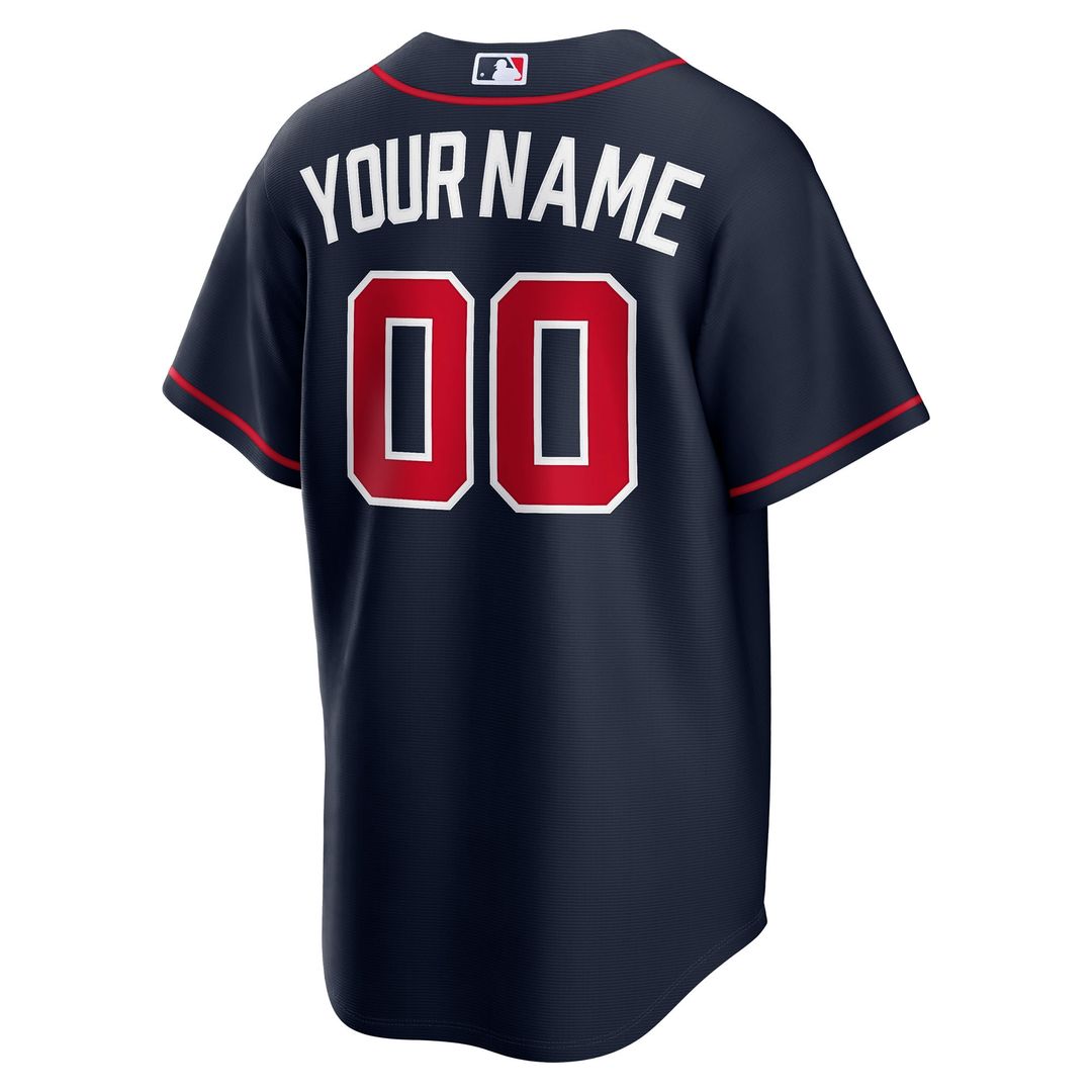 Atlanta Braves Nike Alternate Replica Custom Jersey - Navy MLB Team Jersey Baseball Fan Apparel