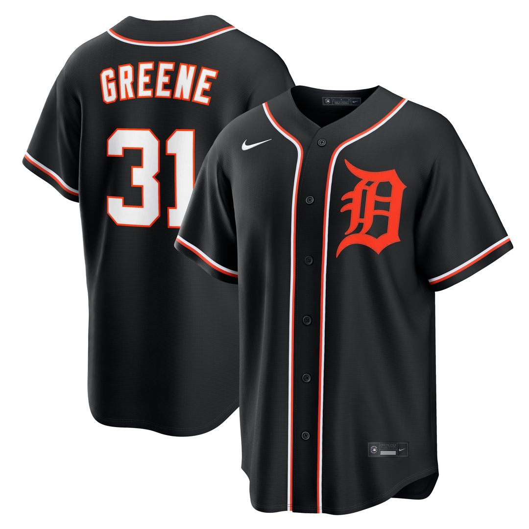 Detroit Tigers Riley Greene Nike Fashion Replica Black Out Jersey MLB Team Jersey Baseball Fan Apparel