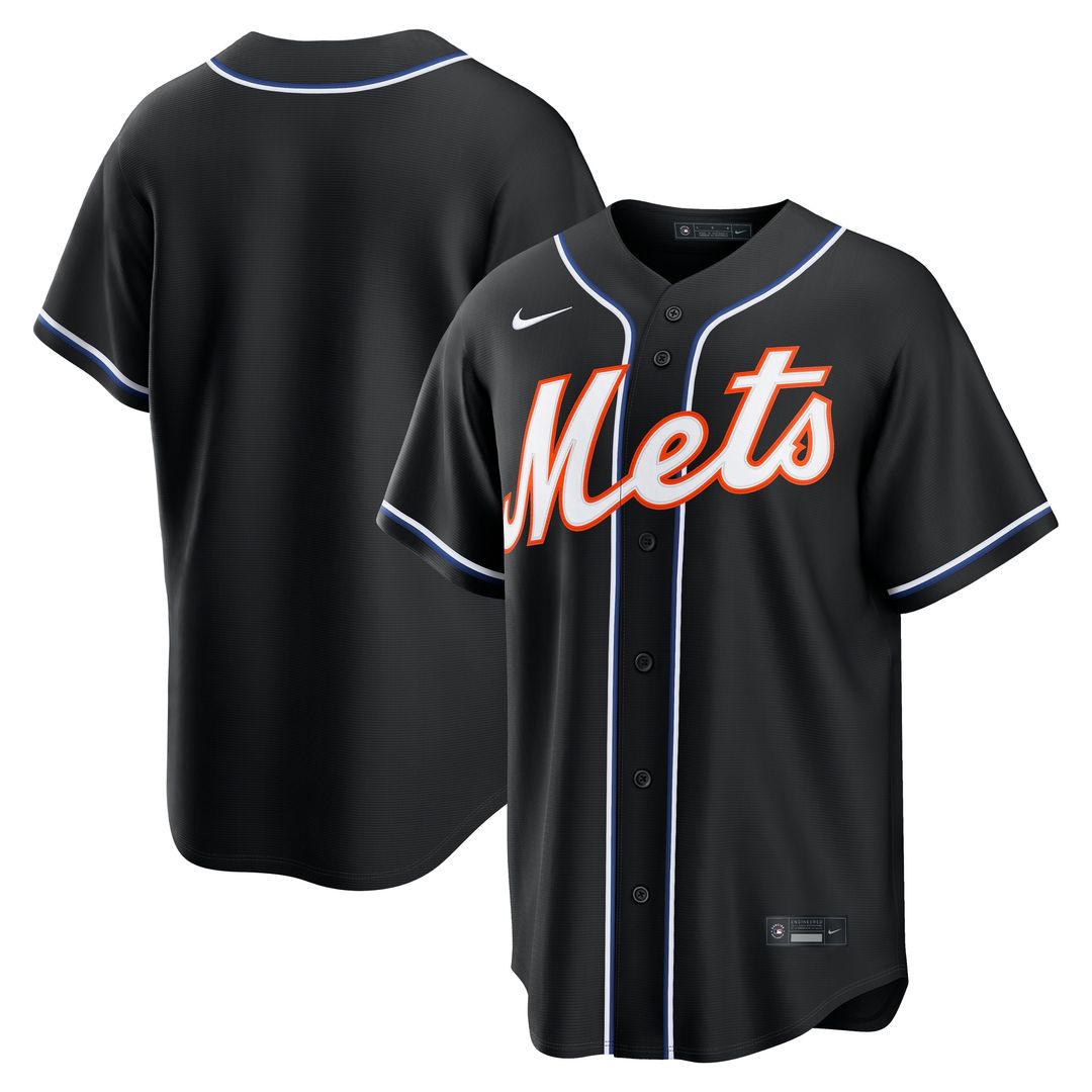 New York Mets Nike Fashion Replica Black Out Jersey MLB Team Jersey Baseball Fan Apparel