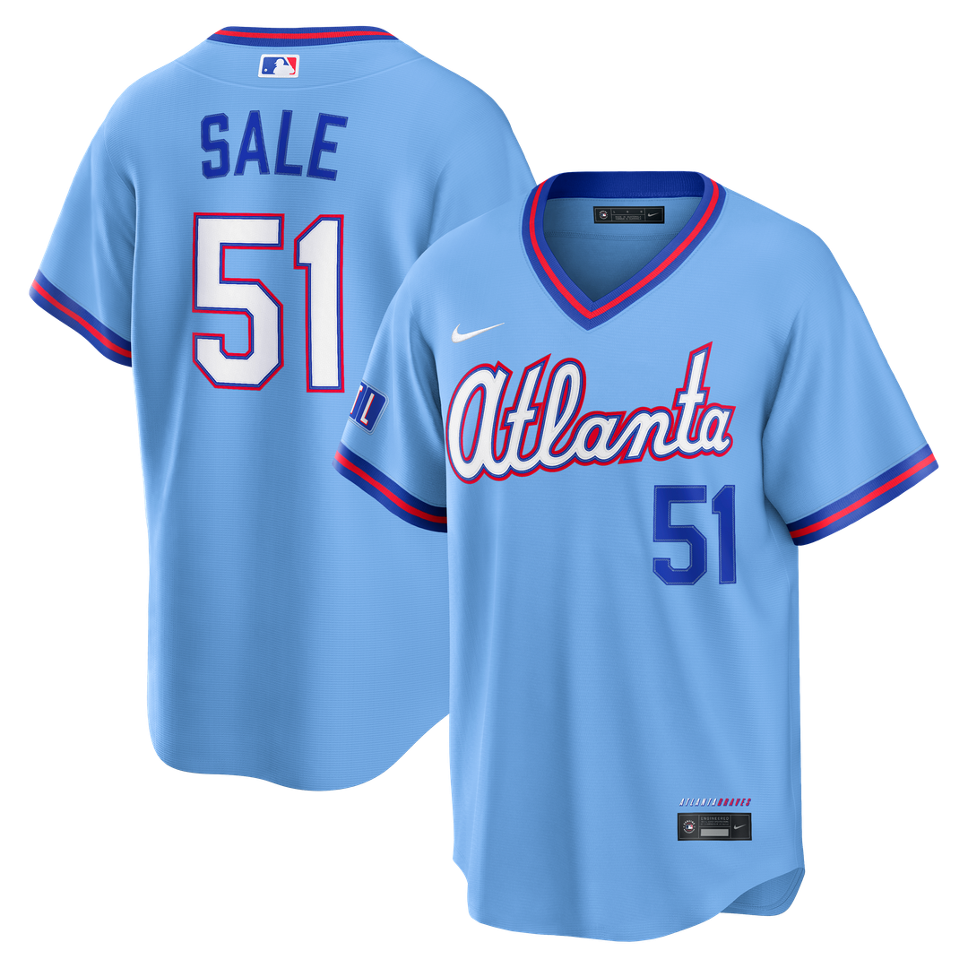Atlanta Braves Chris Sale Nike 2026 City Connect Stadium Jersey - Powder Blue MLB Team Jersey Baseball Fan Apparel